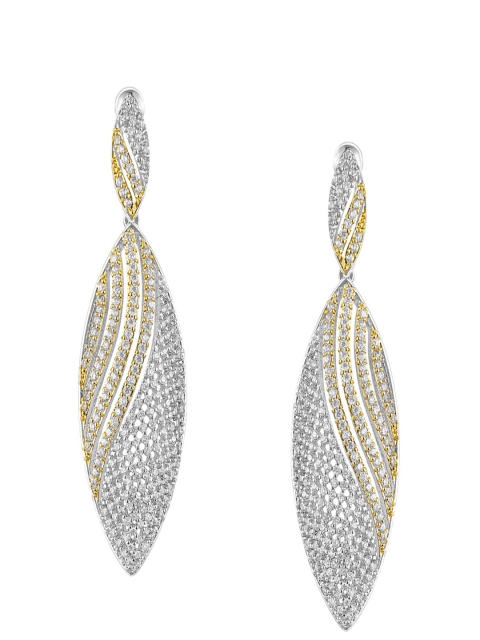 

shaze Silver-Toned Teardrop Shaped Antique Drop Earrings