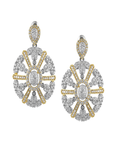 

shaze Silver-Plated Circular Drop Earrings