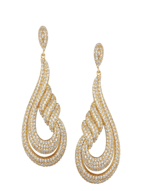 

shaze Gold-Plated Circular Drop Earrings