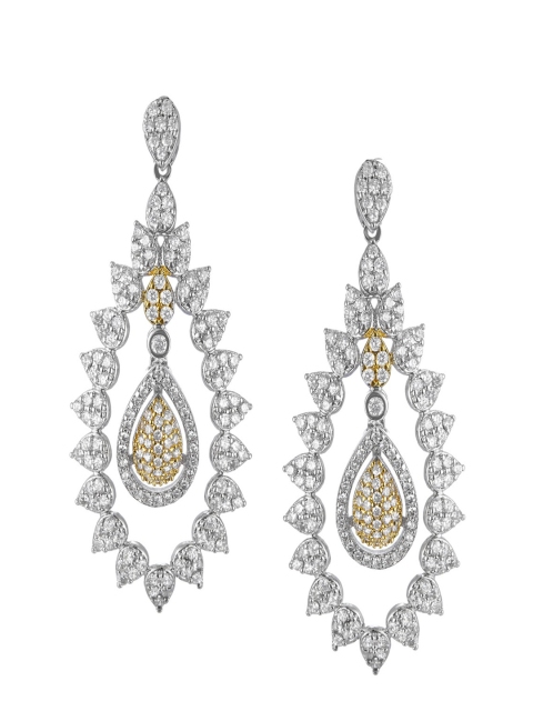 

shaze Silver-Plated Teardrop Shaped Drop Earrings