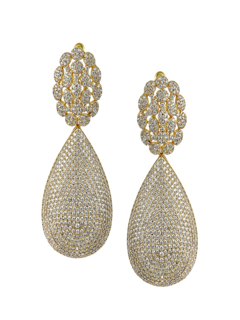 

shaze Gold-Toned & Silver-Toned Circular Drop Earrings