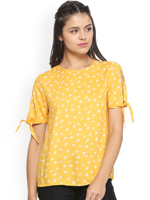 

People Women Yellow Printed Top