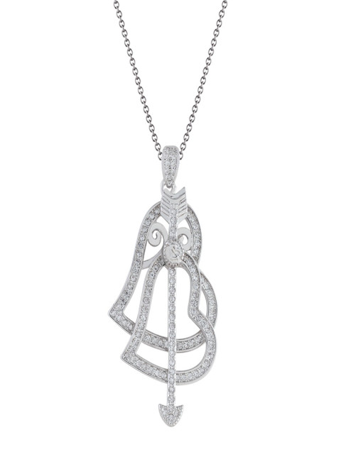 

shaze Women Rhodium-Plated Cubic Zirconia Stone Pendant, Silver