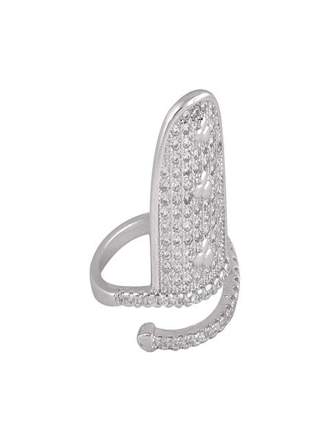 

shaze Women Silver-Toned Cubic Zirconia-Studded Ring