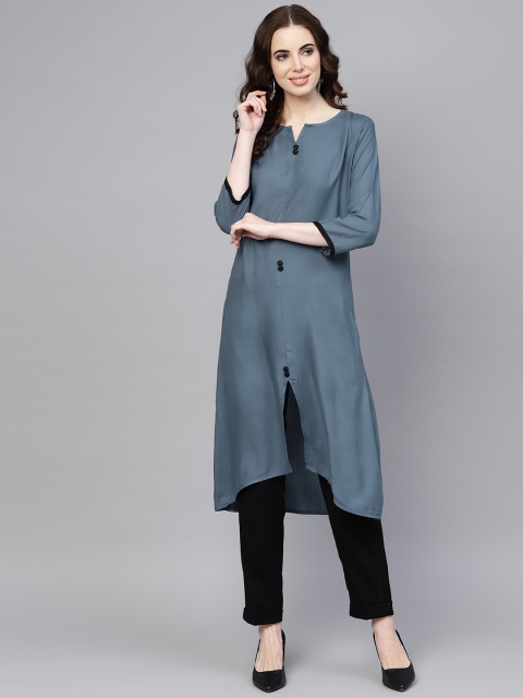 

Saadgi Women Grey Solid A-Line Kurta