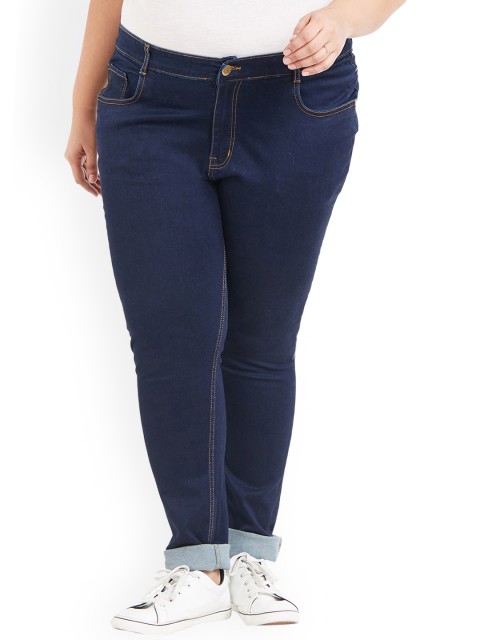 

ZUSH Plus Size Women Navy Blue Regular Fit Mid-Rise Clean Look Stretchable Jeans