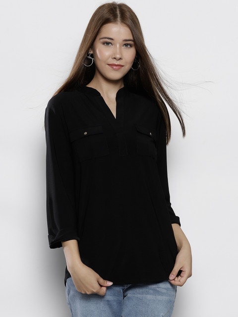 

DOROTHY PERKINS Women Black Solid Shirt Style Top