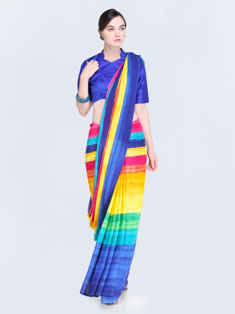 

Satrani Multicoloured Striped Saree, Multi