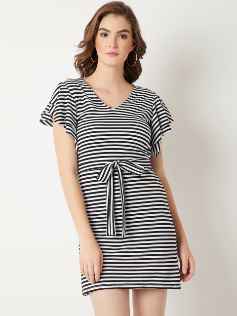 

Miss Chase Women Black & White Striped Sheath Dress