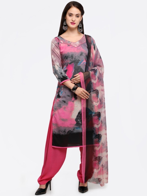 

Satrani Pink & Grey Unstitched Dress Material