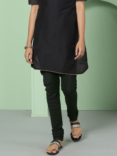 

House of Pataudi Women Black Solid Churidar