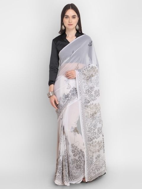 

Ligalz White & Black Printed Saree