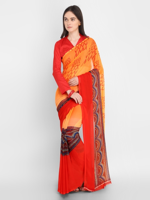

Ligalz Orange & Yellow Printed Saree