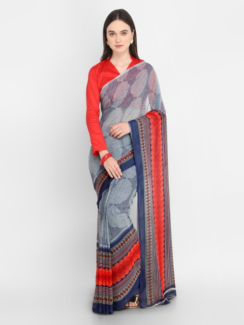 

Ligalz Blue & Red Printed Saree