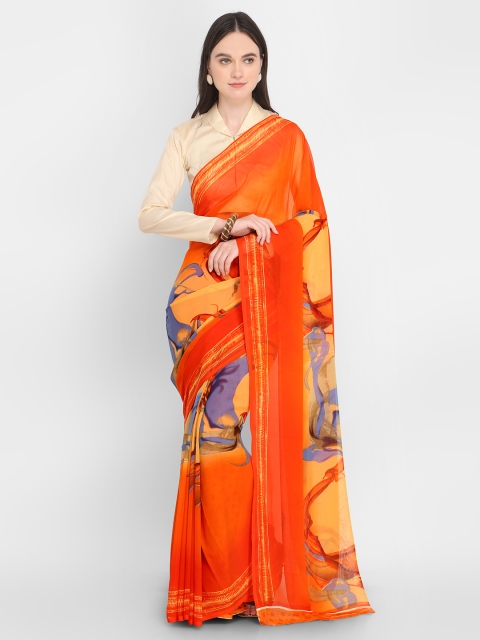 

Ligalz Orange & Yellow Printed Saree