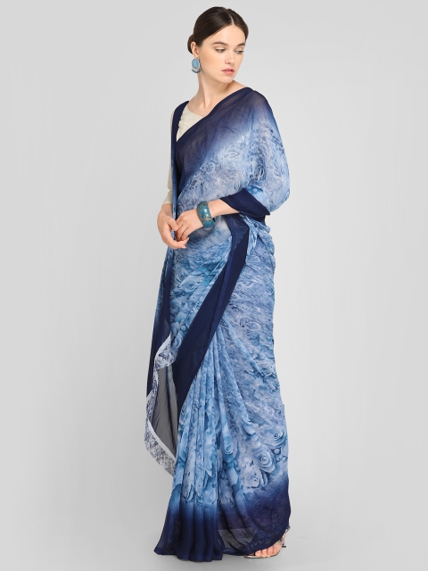 

Ligalz Blue Printed Saree