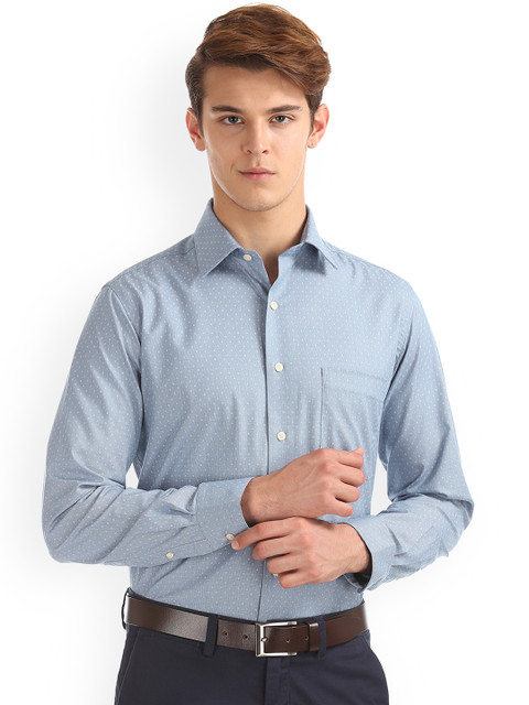 

Arrow Men Blue Regular Fit Printed Semiformal Shirt