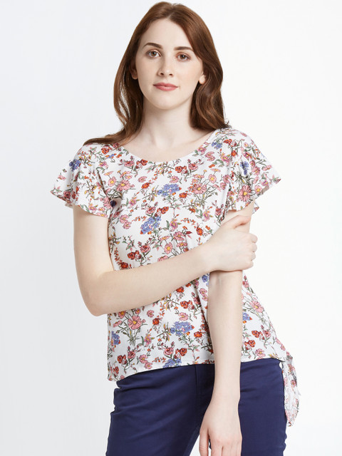

Honey by Pantaloons Women Off-White Floral Print Top