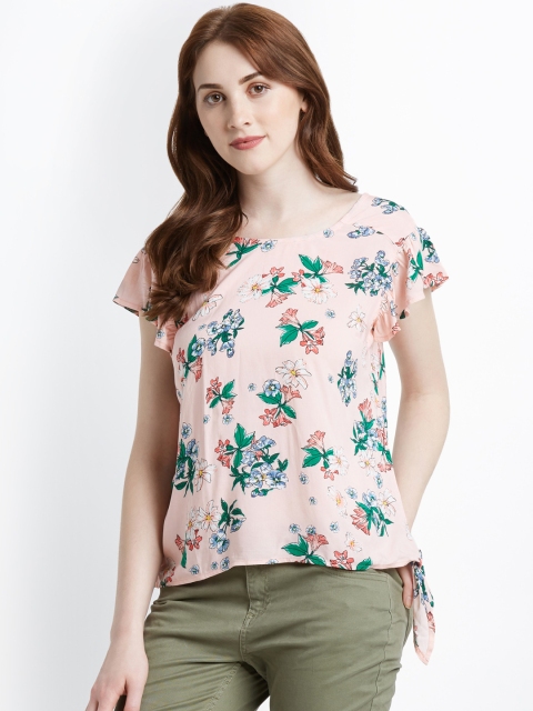 

Honey by Pantaloons Women Peach-Coloured Printed A-Line Top