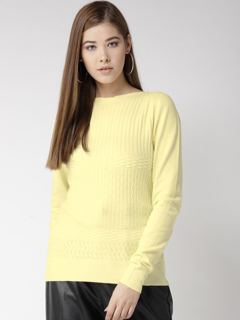 

Fort Collins Women Yellow Self Design Pullover