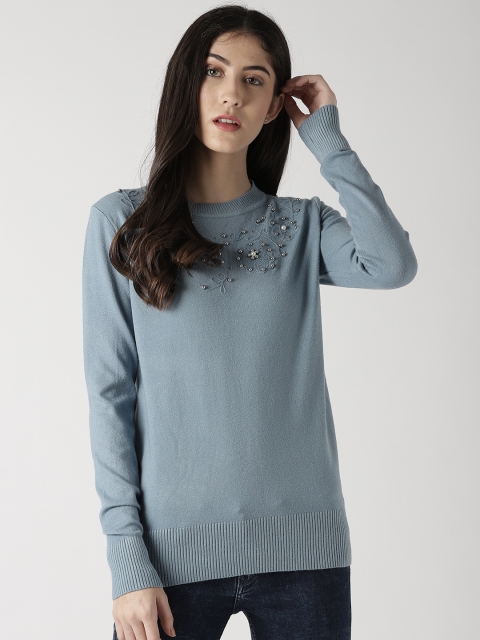 

Fort Collins Women Grey Solid Beaded Pullover