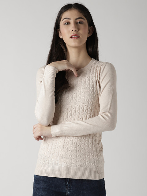 

Fort Collins Women Cream-Coloured Self Design Sweater