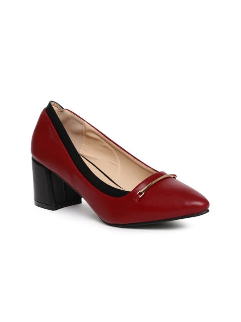 

Addons Women Maroon Leather Pumps