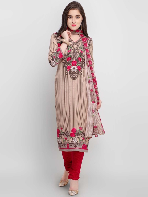 

Satrani Beige & Red Unstitched Dress Material