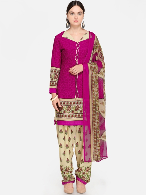 

Satrani Pink & Beige Unstitched Dress Material