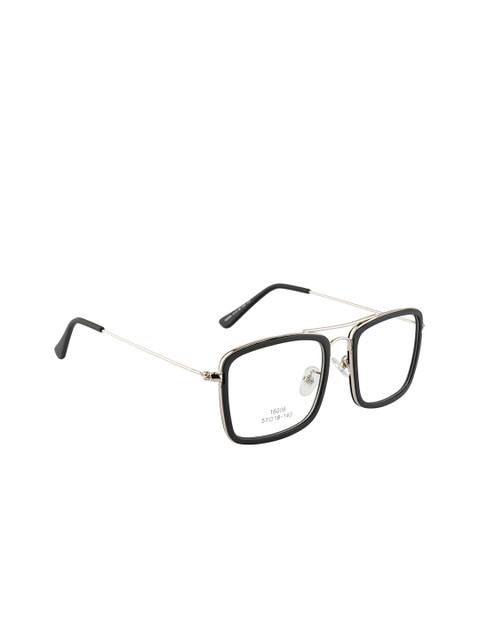 

Clark N Palmer Unisex Silver-Toned & Black Solid Full Rim Square Frames CNP-16006
