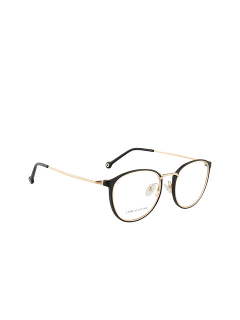 

Clark N Palmer Unisex Gold-Toned & Black Solid Full Rim Oval Frames CNP-L1042-C1