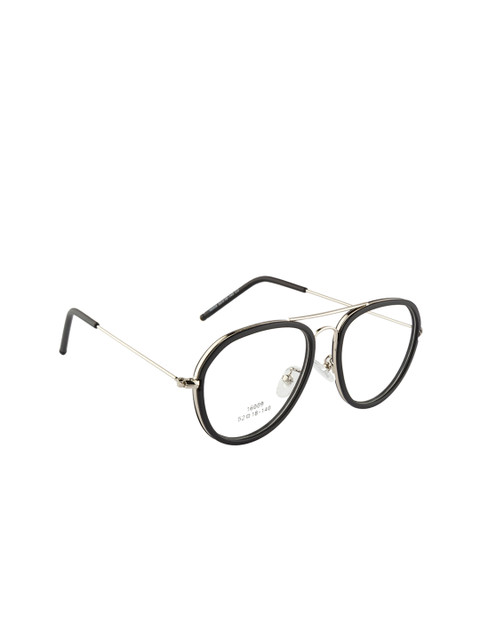 

Clark N Palmer Unisex Silver-Toned & Black Solid Full Rim Oval Frames CNP-16009