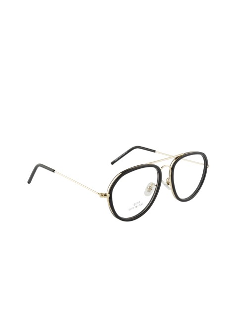 

Clark N Palmer Unisex Black & Gold-Toned Solid Full Rim Aviator Frames CNP-16009-C9