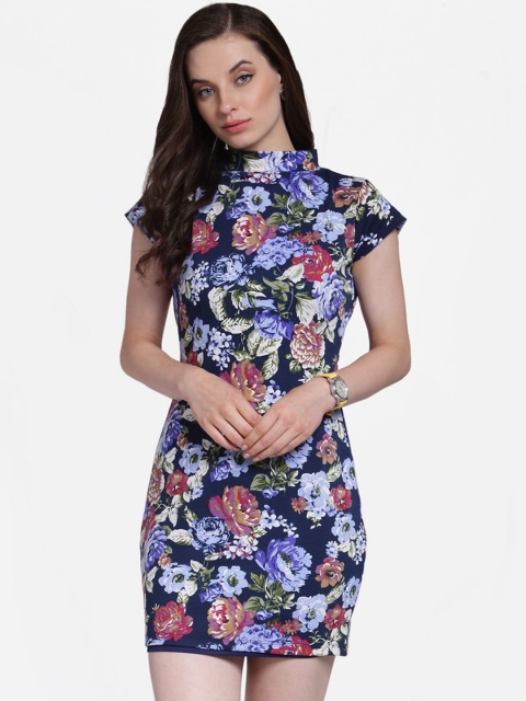 

Cation Women Blue Printed Bodycon Dress