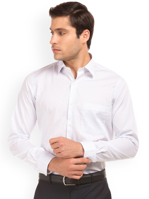 

Arrow Men White & Blue Regular Fit Striped Formal Shirt