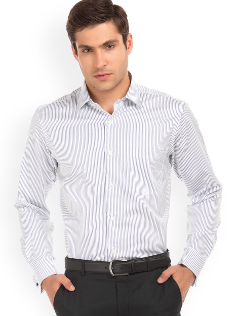

Arrow Men White & Blue Regular Fit Striped Formal Shirt