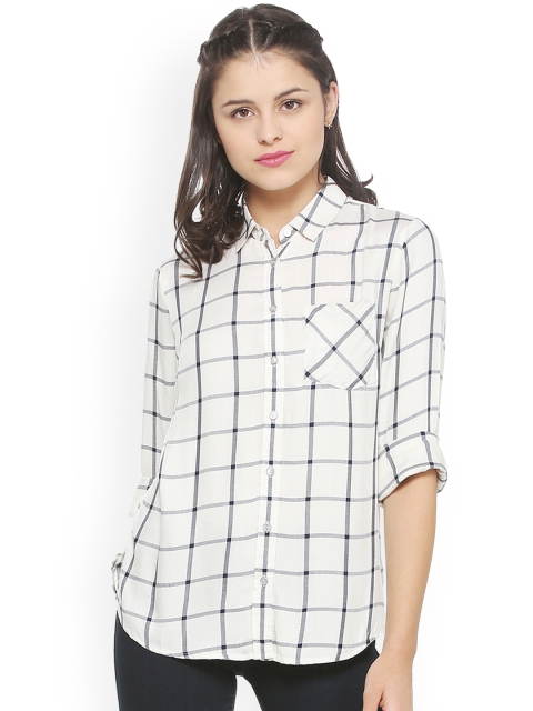 

Allen Solly Woman White Regular Fit Checked Casual Shirt