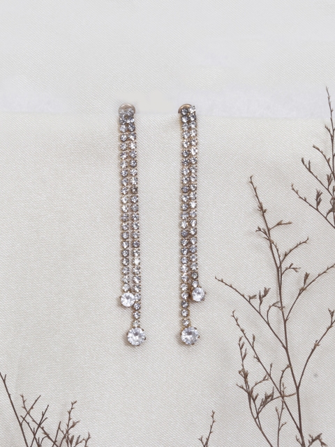 

Ayesha Gold-Toned & White Contemporary Drop Earrings