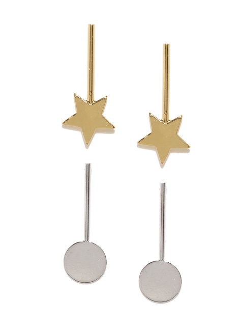 

Ayesha Pack of 2 Gold & Silver-Toned Geometric Drop Earrings