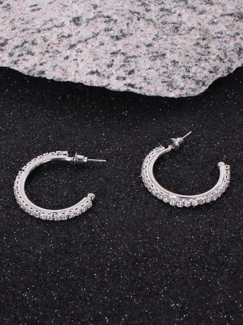 

Ayesha Silver-Toned Circular Half Hoop Earrings