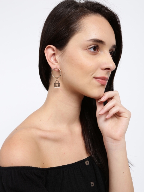 

Ayesha Gold-Toned Quirky Lock & Key Drop Earrings