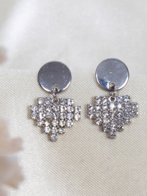 

Ayesha Silver-Toned Diamante Studded Drop Earrings