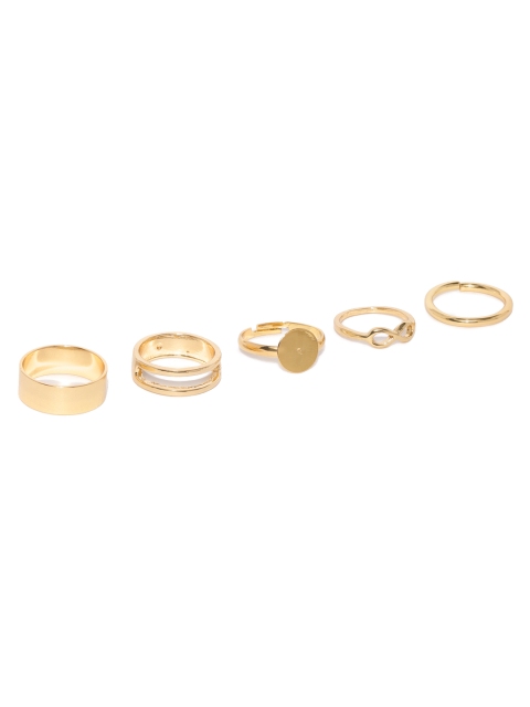 

Ayesha Women Set of 5 Gold -Toned Finger Rings