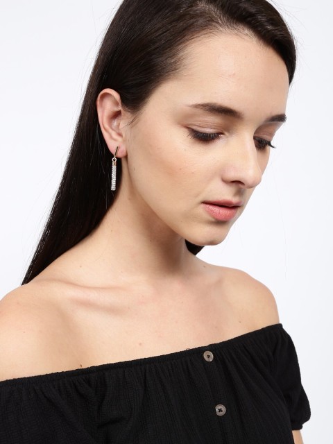 

Ayesha Gold-Toned & White Contemporary Drop Earrings