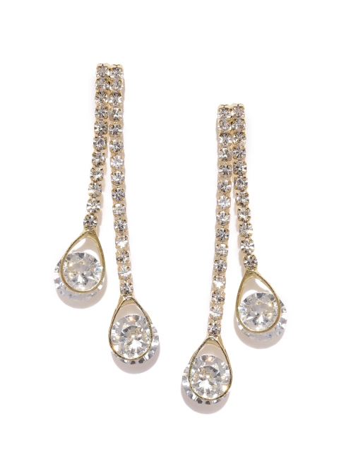 

Ayesha Gold-Toned & White Contemporary Drop Earrings