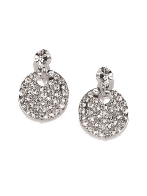 

Ayesha Silver-Toned & White Circular Drop Earrings