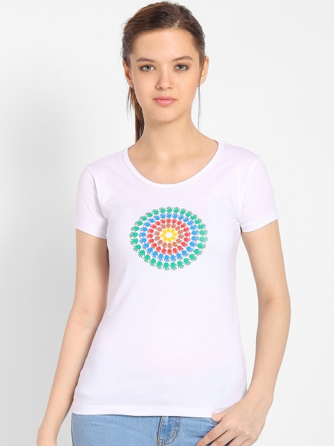 

Tantra Women White Printed Round Neck T-shirt