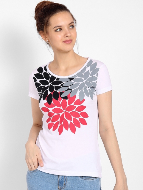 

Tantra Women White Printed Round Neck T-shirt