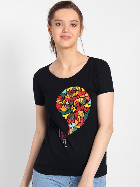 

Tantra Women Black Printed Round Neck T-shirt