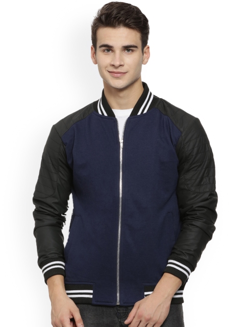 

Campus Sutra Men Blue & Black Colourblocked Varsity